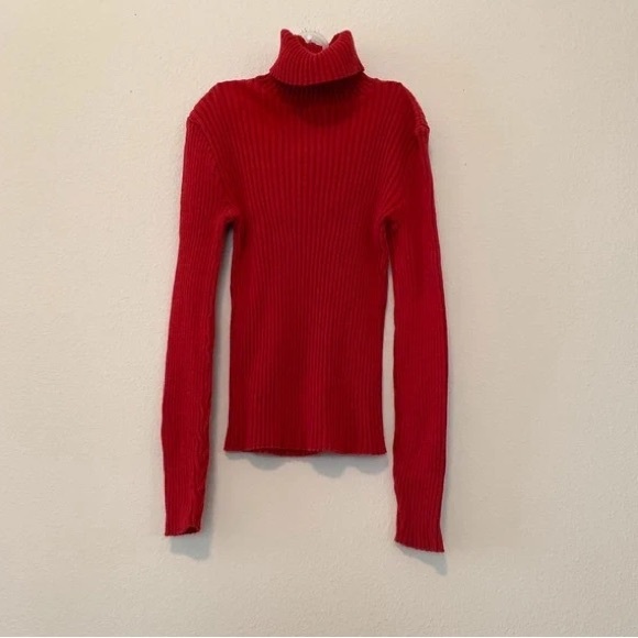 Red Ribbed Turtleneck - Picture 7 of 13